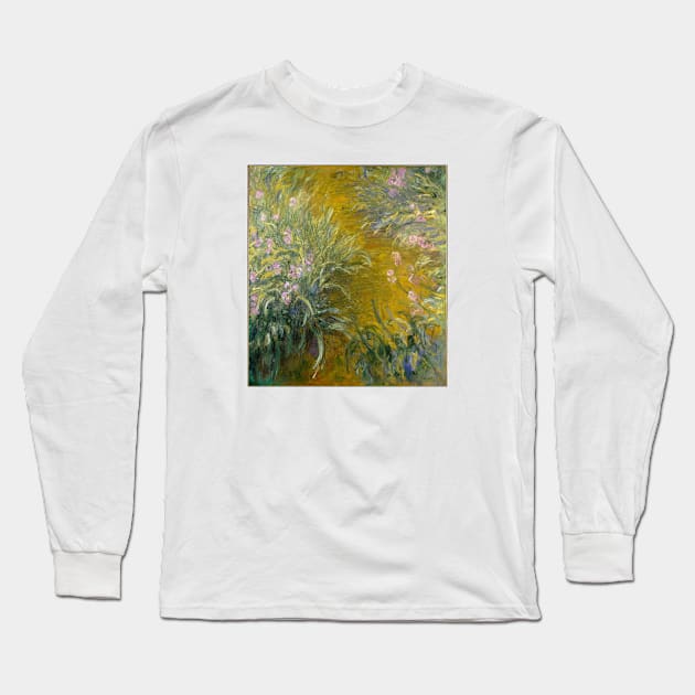 The Path through the Irises Long Sleeve T-Shirt by ClaudeMonet